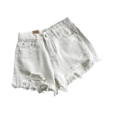 Imagem de Shorts De Jeans De Cintura Alta E Perna Larga Para Mulheres, Moda Core