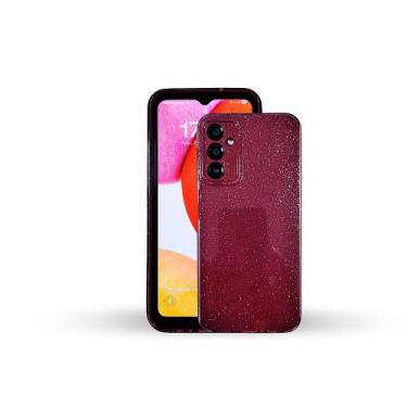 Imagem de Capinha Aveludada Glitter Compatível com Samsung A14 - Genérica, Vinho