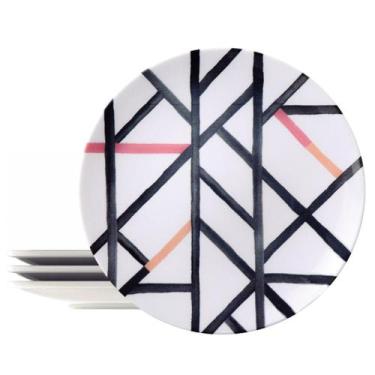 Imagem de Kit Jogo 4 Pratos Rasos Tramontina Street em Porcelana Decorada 28 cm