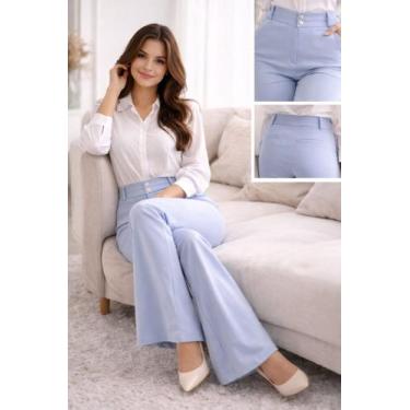 Imagem de Calça flare de alfaiataria femenina - LARICOLEILAMODAS, Azul, 46