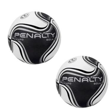 Imagem de Kit 2 Bolas de Futebol de Campo 8 X Profissional com Tecnologia Termotec Preto Penalty