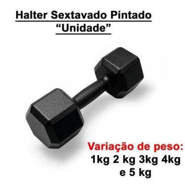 Imagem de Halter Sextavado Pintado 1 ao 5 Kg Unidade Treino em Casa Musculação A