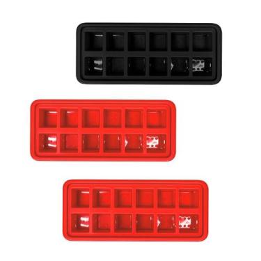Imagem de Kit 3 Forma Gelo 12 Cavidades Reutilizável Freezer Placa Bebidas Cozin