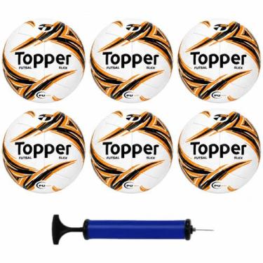 Imagem de Kit Caixa 6 Bolas Futsal Topper + Bomba de ar, Laranja