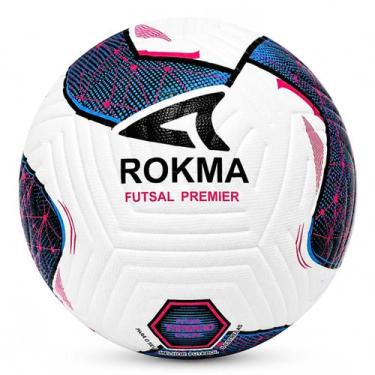 Imagem de Bola Futsal Rokma Premier Oficial Jogo, Preto, Azul, Rosa
