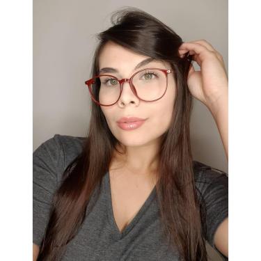Imagem de Armação De Óculos Para Grau Feminina Redonda Amor Red-Feminino