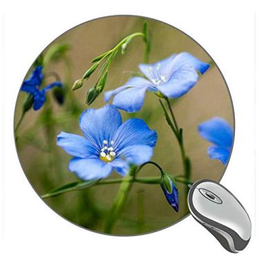 Imagem de Mouse pad de borracha para jogos Blue Wildflowers Close up redondo