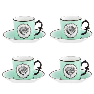 Imagem de Xícara de Café com Pires Herbariae Verde 4 Peças Vista Alegre Atlantis