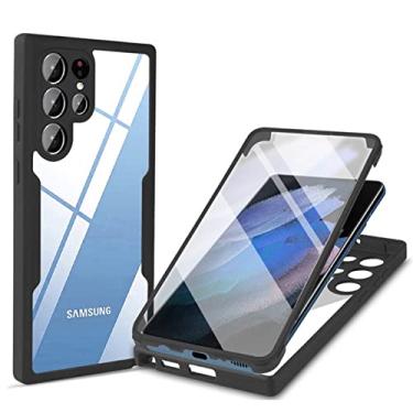 Imagem de Capa de proteção completa 360 para Samsung Galaxy S22 Ultra S21 FE A72 A52 A32 A22 A12 A21S A71 A51 Protetor de tela da lente da câmera, preto, para A20 (A30)