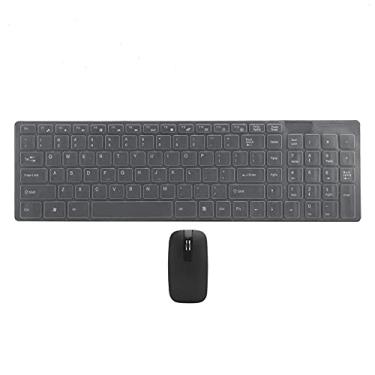 Imagem de Conjunto de teclado e mouse sem fio, conjunto de mouse e teclado Smart Sleep Fingerboardand Mouse Combo para tablets para notebooks para telefones inteligentes(Preto)