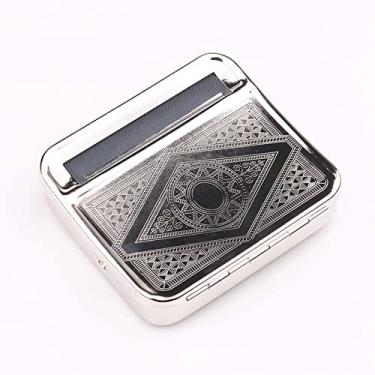 Imagem de LIUHD Máquina de fazer tabaco, manual "faça você mesmo" de metal portátil para cigarro de tabaco, rolo de ervas, prata, 70 mm