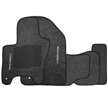 Imagem de Jogo de Tapete Automotivo Carpete Jeep Compass 2016 à 2020 Soft Logo Bordado 5 Peças