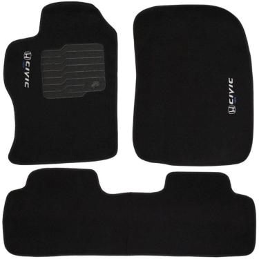 Imagem de Jogo de Tapete Automotivo Carpete New Civic 2014 à 2016 Soft Preto 3 Peças