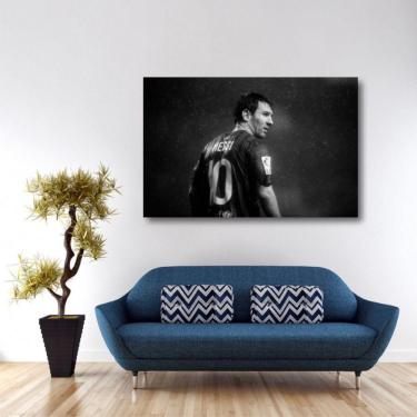 Imagem de Quadro Lionel Messi Preto e Branco decorativo Tela em Tecido
