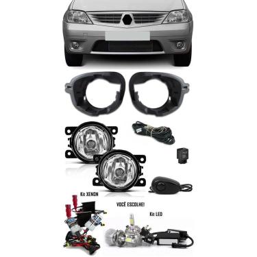 Imagem de Kit Farol de Milha Neblina Renault Logan 2007 2008 2009 2010 + Kit Xenon 6000K 8000K ou Kit Lâmpada Super LED 6000K