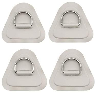 Imagem de 4 peças de anéis em D para barco inflável de PVC e canoa de aço inoxidável, anel em D, bote, caiaque, prancha de surfe (cinza)