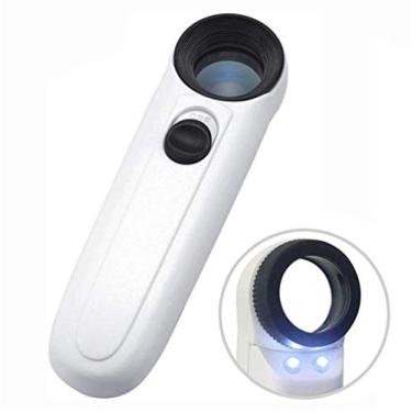 Imagem de Lupa portátil de 40 x lupa com lente de lupa para leitura de joias, ferramenta de reparo de relógio com 2 luzes de LED