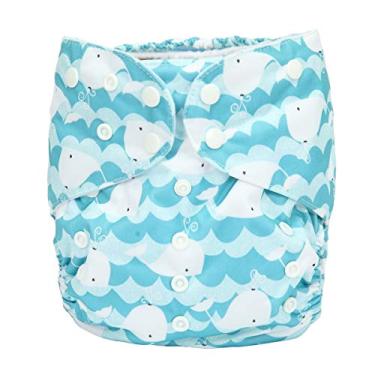 Imagem de Sigzagor 2 a 7 anos de idade Júnior fralda de tecido grande, fralda, fralda, bolso, lavável e reutilizável para bebês e crianças, Sea Whale