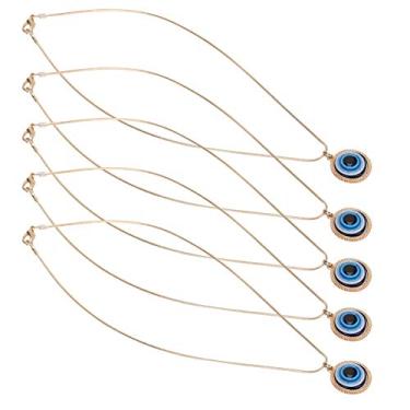 Imagem de 5 P?s Colar Turco Olho Azul Amuleto da Sorte Colar com Pingente Colar de Prote??o Colar de J¨®ias Acess¨®rios para Mulheres e Homens 19mm