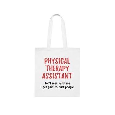 Imagem de Bolsa de assistente de fisioterapia, bolsa de assistente de fisioterapia, presente para assistente de fisioterapia, sacos reutilizáveis para assistente de fisioterapia, ideia de e Natal, Branco