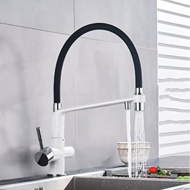 Imagem de Torneira de filtro de água de cozinha Torneiras de cozinha de bica dupla Torneira de filtro de 360 graus Rotação de 360 graus Torneiras de purificação de água, branco C, China