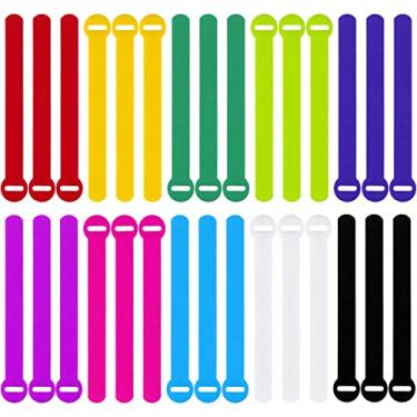 Imagem de FGSAEOR Abraçadeiras de cabo autoaderentes, organizador de cabos de fixação reutilizável com gancho e laço, alças ajustáveis para gerenciamento de cabos e organização de mesa ou escritório (20 cm, pacote com 30)