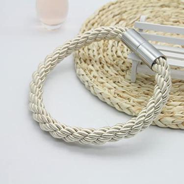 Imagem de Fivela de cortina com ímã europeu acessórios para cortina de ímã simples, sem furo de instalação, cinto de cortina com fivela de cortina, bege, 50 cm