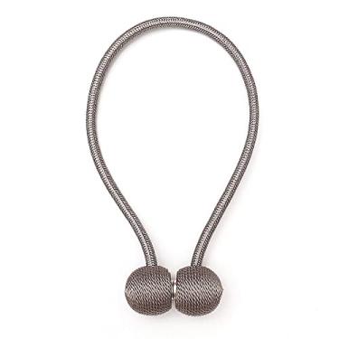 Imagem de Cinta de cortina de fivela magnética de cortina de cor sólida Cinta de fivela magnética de contas redondas Cinta de fivela magnética sem perfuração sem instalação sem instalação Cinta de cortina tiebacks, T14,2 PCS