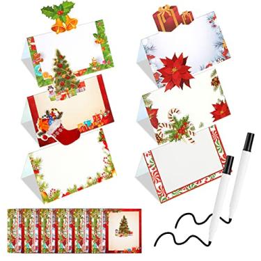 Imagem de Containlol 36 cartões de nome para mesa, cartões de Natal, feriado, cartões rústicos, cartões de nome, porta-cartões de Natal, cartões de aniversário coloridos, para festas de Natal, feriados, jantar