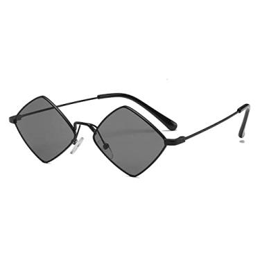Imagem de Óculos de Sol Vintage Chique Rhombus Mini Para Mulheres Liga Pequeno Espelho Óculos de Sol Masculino Tons Irregulares Óculos Feminino, 2, Tamanho Único