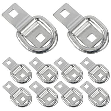 Imagem de AuInLand 10 âncoras de amarração com anel D, anel de fixação resistente, 9,5 mm de diâmetro, anéis D de aço para cargas em trailers, caminhões, trailers, barcos, Vans