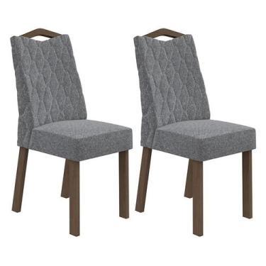Imagem de Conjunto 2 Cadeiras Vênus Imbuia/Linho Cinza - Móveis Lopas