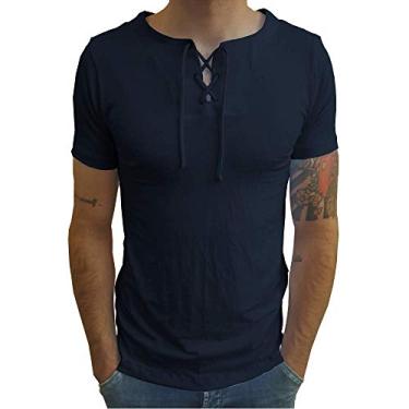 Imagem de Camiseta Bata Viscose Com Elastano Manga Curta tamanho:gg;cor:azul-escuro