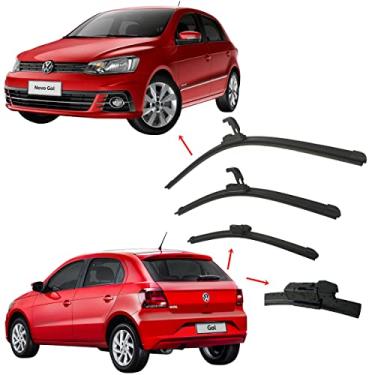 Imagem de Kit 3 Palhetas Parabrisa Par Dianteiro + Traseira Gol G5 G7 Encaixe Gancho