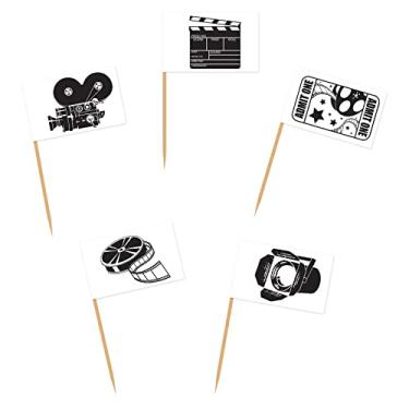 Imagem de Beistle 60085 Picks de conjunto de filmes 6,5 cm, preto/dourado, (50 unidades)