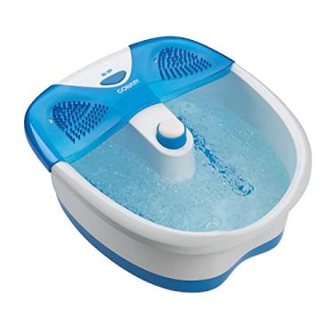Imagem de Conair Banheira de spa para pés com bacia de imersão extra profunda, bolhas de massagem, pedra-pomes e acessórios de massagem pontiagudos, azul/branco