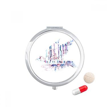 Imagem de Caixa de armazenamento de remédios Crowd Cars arranha-céus Aquarela com bolso