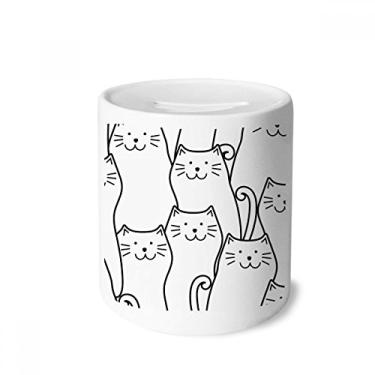 Imagem de DIYthinker Caixa protetora de gato sorridente para amantes de animais de estimação, caixa de moedas de cerâmica, presente de cofrinho
