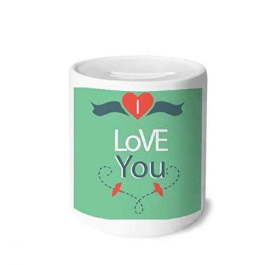 Imagem de DIYthinker Green I Love You Caixa de dinheiro de cerâmica para presente de cofrinho