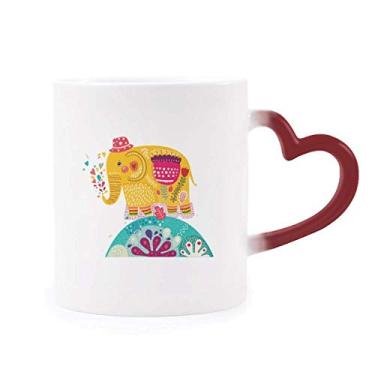Imagem de Caneca vermelha com elefante rosa colorida sensível ao calor Red Hat Nation copo de grés que muda de cor vermelha