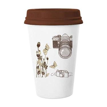 Imagem de Caneca de cerâmica para copo de café com borboleta rosa, estilo agradável, caneca de café