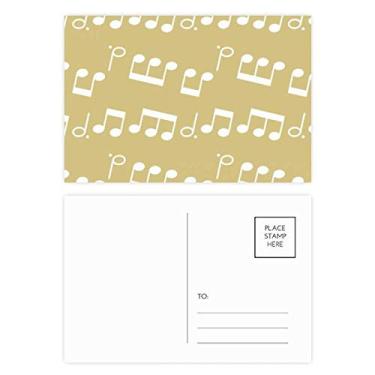 Imagem de White Music Notes Conjunto de cartão postal amarelo claro, cartão de felicitações para envio de aniversário