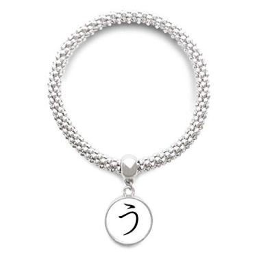 Imagem de DIYthinker Pulseira de prata japonesa Hiragana com pingente redondo em U