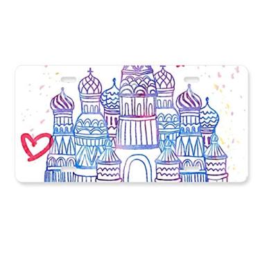 Imagem de DIYthinker Placa de licença I Love Moscow Saint Basil's Cathedral Rússia Decoração de aço inoxidável