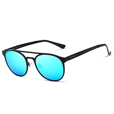 Imagem de Óculos de Sol Masculino Veithdia Lentes Polarizado com Proteção Uv400 Unissex Redondo de Aço Inoxidável (C1)