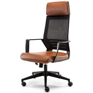 Imagem de Cadeira de jogos de escritório ergonômica com braços, cadeira giratória para computador, altura ajustável para móveis de escritório em casa, preto H052ZJ (cor: marrom) - marrom