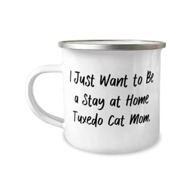 Imagem de I Just Want to Be a Stay at Home Smoking Cat Mom Caneca de campista, gato de smoking, 355 ml, gato de smoking útil, para amantes de gatos