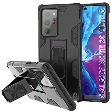 Imagem de PunkCase Capa protetora para Galaxy Note 20 Ultra [série ArmorShield], capa protetora de camada dupla com suporte de anel de metal e suporte | Proteção total para Note20 Ultra 5G (17,5 cm) [Preto]