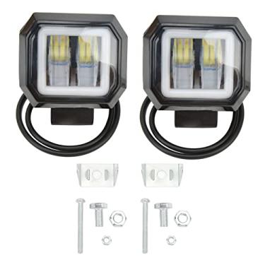 Imagem de Barra de luz LED, 20 W 6500 K LED barra de luz quadrada holofote DRL Angel Eyes posicionamento lateral faróis de neblina para caminhões off-road SUV ATV (abertura amarela)
