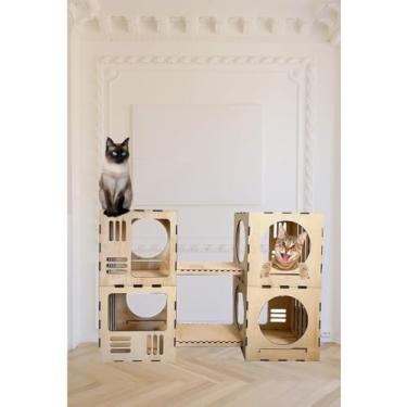 Imagem de Casa BOX para gatos com Cubos e Pontes em MDF